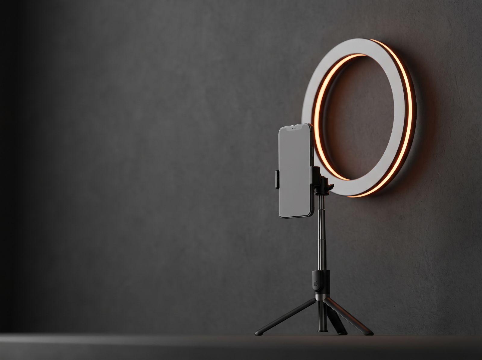Social content shoot with phone and ring light